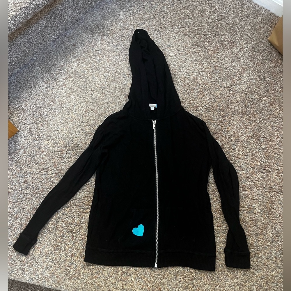 ⭐️EUC - Vintage Havana - Black Emblished Hoodie Zip-Up sweatshirt- Girls L (14)